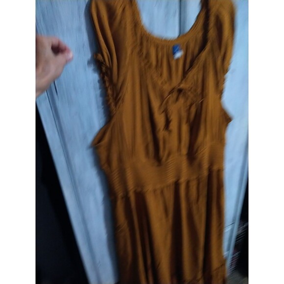 Old Navy  Ruffled Maxi Peasant Dress 3x Mustard Boho  Cottage Core - Picture 5 of 9